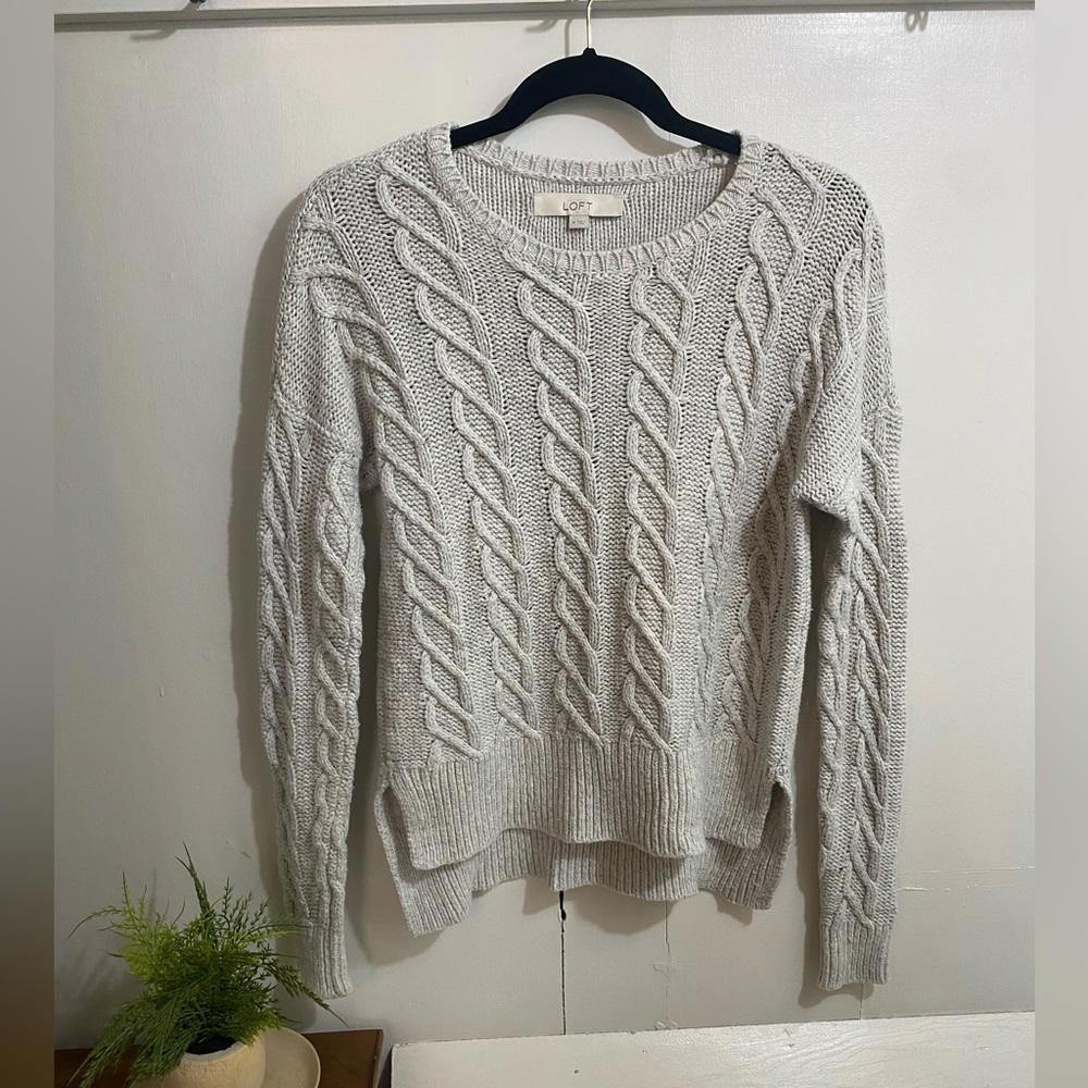 Loft Gray Knit Sweater Medium